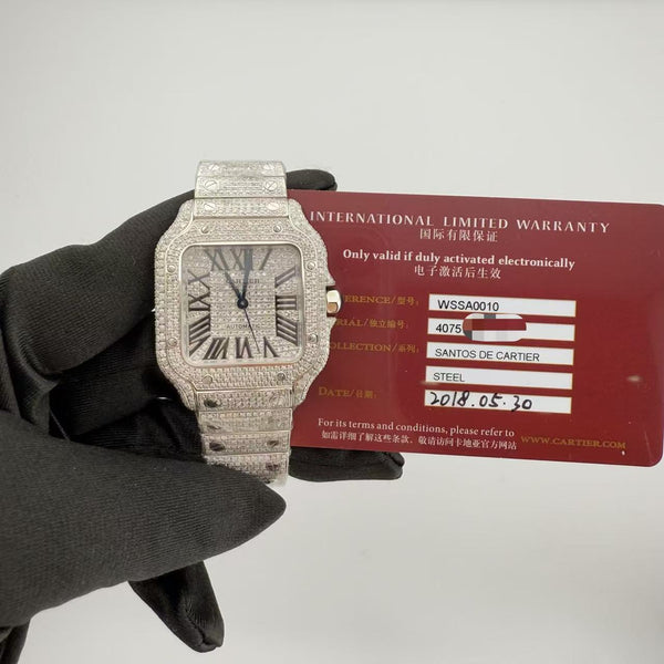 Cartier santos WSSA0010 medium Iced out